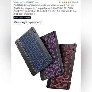 Wireless Backlit Keyboard with 7 Adjustable Colours BackLighting